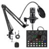 V10 Bm-800 Podcast Condenser Microphone Set with Live Sound Card, Rechargeable 12 Kinds Of Auxiliary Background For Karaoke Singing 8 V10 Bm-800