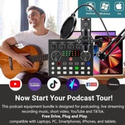 V10 Bm-800 Podcast Condenser Microphone Set with Live Sound Card, Rechargeable 12 Kinds Of Auxiliary Background For Karaoke Singing - Image 7