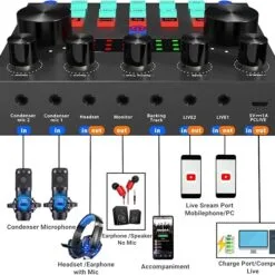 V10 Bm-800 Podcast Condenser Microphone Set with Live Sound Card, Rechargeable 12 Kinds Of Auxiliary Background For Karaoke Singing 11 V10 Bm-800 Podcast Condenser Microphone Set with Live Sound Card, Rechargeable 12 Kinds Of Auxiliary Background For Karaoke Singing - Image 4