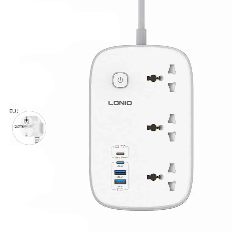 LDNIO SC6 45W GAn Power Strip 3 Sockets 3250W USB-C Port EU PLUG 4 LDNIO SC6