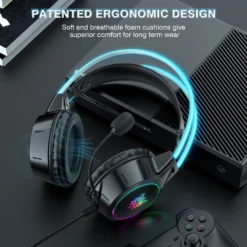 Alternative view of Onikuma X15 Pro Wired Gaming Headset with RGB Beam Head Light Circle Earpiece, 3.5 mm Jack Compatible with Multiple Devices