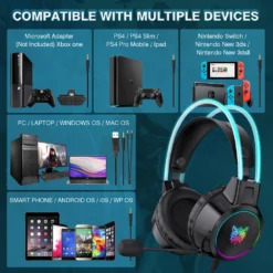 Onikuma X15 Pro Wired Gaming Headset with RGB Beam Head Light Circle Earpiece, 3.5 mm Jack Compatible with Multiple Devices - Image 5