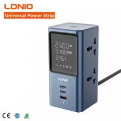Alternative view of LDNIO SC2 45W Universal Power strip with LED Display desktop LED Tower Power Extension