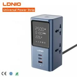 Alternative view of LDNIO SC2 45W Universal Power strip with LED Display desktop LED Tower Power Extension