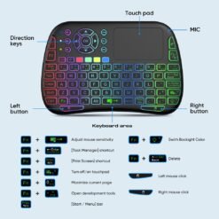 M9 Mini Wireless Keyboard Touchpad Bluetooth and USB 2.4G Dual Connectivity 7 Backlit Air Mouse Remote Rechargeable - Image 7