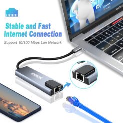 SpeedX SP-TC501 5 In1 Multi-Port Type C to HDMI RJ45 USB 3.0 2 Ports and Type-C Hub 4k HDMI Adapter Netflix & Youtube Supported - Image 3