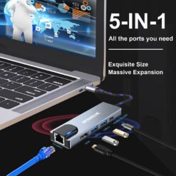 Alternative view of SpeedX SP-TC501 5 In1 Multi-Port Type C to HDMI RJ45 USB 3.0 2 Ports and Type-C Hub 4k HDMI Adapter Netflix & Youtube Supported