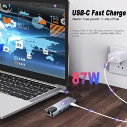 SpeedX SP-TC501 5 In1 Multi-Port Type C to HDMI RJ45 USB 3.0 2 Ports and Type-C Hub 4k HDMI Adapter Netflix & Youtube Supported - Image 5