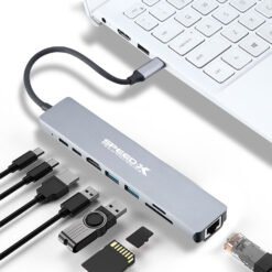 SpeedX SP-TC801 8 In1 Multi-Port Type C to HDMI RJ45 Card Readers USB 3.0 2 Ports and 2 Type-C Ports Hub 4k HDMI Adapter Netflix & Youtube Supported 9 SpeedX SP-TC801 8 In1 Multi-Port Type C to HDMI RJ45 Card Readers USB 3.0 2 Ports and 2 Type-C Ports Hub 4k HDMI Adapter Netflix & Youtube Supported - Image 4