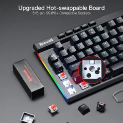 Redragon K587 Pro MAGIC-WAND TKL Wireless Mechanical Gaming Keyboard with Side RGB Lights Red Switches Tri-Mode Connectivity 9 Redragon K587 Pro