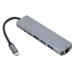 SpeedX SP-TC601 6 In1 Multi-Port Type C to HDMI RJ45 USB 3.0 2 Ports and 2 Type-C Ports Hub 4k HDMI Adapter Netflix & Youtube Supported - Image 3
