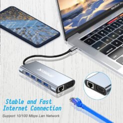 Alternative view of SpeedX SP-TC1101 11 In1 Multi-Port Type C to HDMI VGA RJ45 Card Readers 1 USB 3.0 and 1 Type-C Ports Hub 4k HDMI Adapter