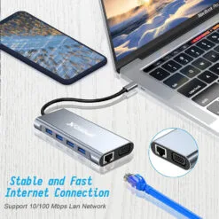Alternative view of SpeedX SP-TC1101 11 In1 Multi-Port Type C to HDMI VGA RJ45 Card Readers 1 USB 3.0 and 1 Type-C Ports Hub 4k HDMI Adapter