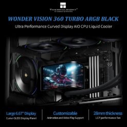 Alternative view of Thermalright Wonder Vision 360 Turbo ARGB Black CPU Water Cooler, 60HZ Curved Screen with 2400x1080 Resolution
