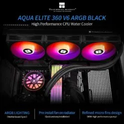 Alternative view of Thermalright Aqua Elite 360 V6 ARGB Black CPU Liquid Cooler Efficient PWM Controlled Pump