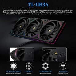 Thermalright Peerless Vision 360 UB ARGB Black CPU Aio Cooler with Inline PC Fans and 3.95’’IPS LCD Screen 10 Thermalright Peerless Vision 360 UB ARGB Black CPU Aio Cooler with Inline PC Fans and 3.95’’IPS LCD Screen - Image 5