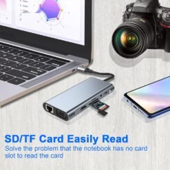 SpeedX SP-TC1101 11 In1 Multi-Port Type C to HDMI VGA RJ45 Card Readers 1 USB 3.0 and 1 Type-C Ports Hub 4k HDMI Adapter - Image 6