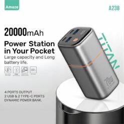 Alternative view of Amaze A238 TITAN 20000mAh 70W Power Bank PD 35W Fast Charging Support 3 Ports