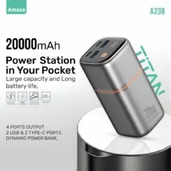 Alternative view of Amaze A238 TITAN 20000mAh 70W Power Bank PD 35W Fast Charging Support 3 Ports