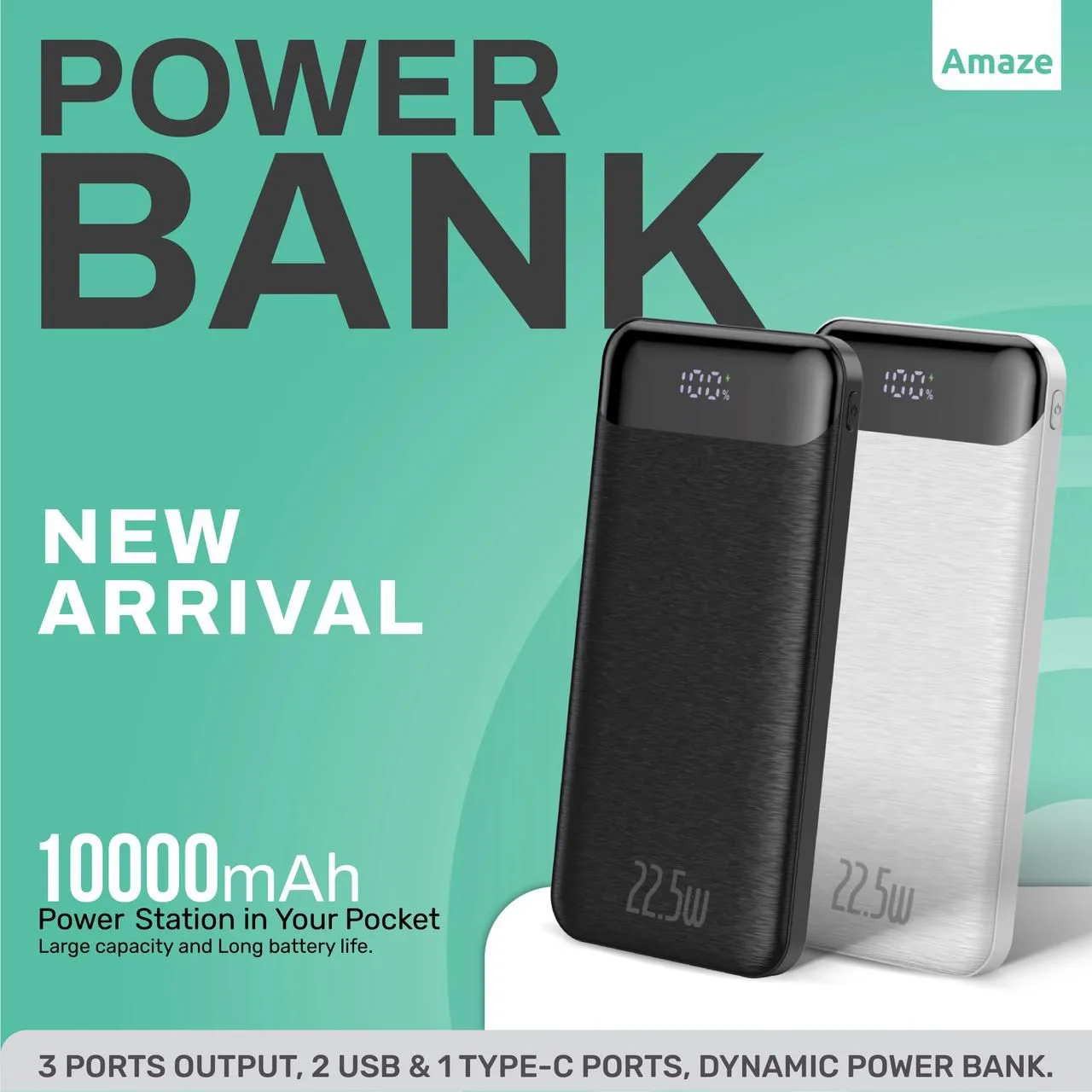 Amaze A231 Nexus Pro 10000mAh 22.5W Power Bank Dual Input Micro USB & USB-C 2 Amaze A231