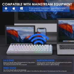 E-YOOSO Z-686 Tri-Mode Wireless 65% Mechanical Gaming Keyboard White RGB 68 Keys Hot Swappable Red Switches 10 E-YOOSO Z-686 Tri-Mode Wireless 65% Mechanical Gaming Keyboard White RGB 68 Keys Hot Swappable Red Switches - Image 5