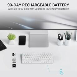 RAPOO E9050L Multi-Device Wireless Compact Keyboard White Blade-Series 78-Key Ultra-Slim with Bluetooth and USB-C Rechargeable Support 4 Devices 9 RAPOO E9050L Multi-Device Wireless Compact Keyboard White Blade-Series 78-Key Ultra-Slim with Bluetooth and USB-C Rechargeable Support 4 Devices - Image 3