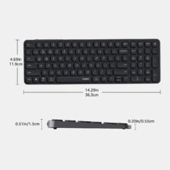 RAPOO E9350L Multi-Device Wireless Compact Keyboard Black 99-Key Ultra-Slim with Bluetooth and USB-C Rechargeable Support 4 Devices 11 RAPOO E9350L