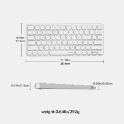 RAPOO E9050L Multi-Device Wireless Compact Keyboard White Blade-Series 78-Key Ultra-Slim with Bluetooth and USB-C Rechargeable Support 4 Devices 13 RAPOO E9050L