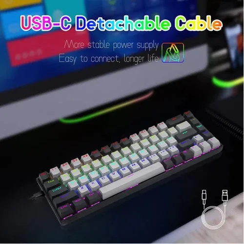 E-YOOSO Z-686 RGB 65% Wired Mechanical Keyboard Grey Black 68 Keys Hot Swappable Red Switches 3 E-YOOSO Z-686 RGB 65% Wired Mechanical Keyboard Grey Black 68 Keys Hot Swappable Red Switches - Image 3