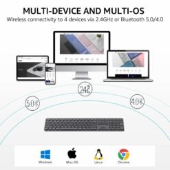 Alternative view of RAPOO E9550L Multi-Device Wireless Keyboard Black Full Size 110-Keys Ultra-Slim with Bluetooth and USB-C Rechargeable Support 4 Devices