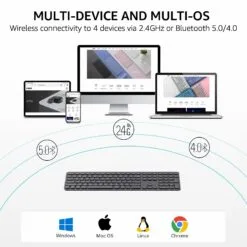 Alternative view of RAPOO E9550L Multi-Device Wireless Keyboard Black Full Size 110-Keys Ultra-Slim with Bluetooth and USB-C Rechargeable Support 4 Devices