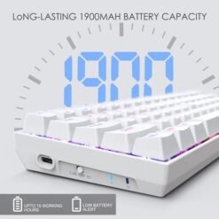 Alternative view of E-YOOSO Z-686 Tri-Mode Wireless 65% Mechanical Gaming Keyboard White RGB 68 Keys Hot Swappable Red Switches