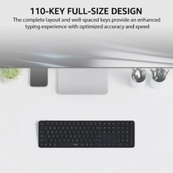 RAPOO E9550L Multi-Device Wireless Keyboard Black Full Size 110-Keys Ultra-Slim with Bluetooth and USB-C Rechargeable Support 4 Devices - Image 3