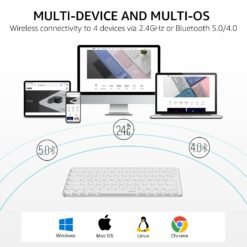 Alternative view of RAPOO E9050L Multi-Device Wireless Compact Keyboard White Blade-Series 78-Key Ultra-Slim with Bluetooth and USB-C Rechargeable Support 4 Devices