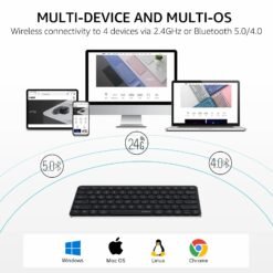 RAPOO E9050L Multi-Device Wireless Compact Keyboard Black Blade-Series 78-Key Ultra-Slim with Bluetooth and USB-C Rechargeable Support 4 Devices - Image 2