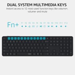 RAPOO E9550L Multi-Device Wireless Keyboard Black Full Size 110-Keys Ultra-Slim with Bluetooth and USB-C Rechargeable Support 4 Devices - Image 5