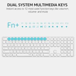 RAPOO E9550L Multi-Device Wireless Keyboard White Full Size 110-Keys Ultra-Slim with Bluetooth and USB-C Rechargeable Support 4 Devices - Image 4