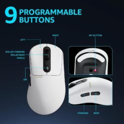 Alternative view of RAPOO VT3 PRO MAX Wireless Gaming Mouse White 8KHz Wired and 4KHz Polling Rate Wireless Connection 30000 DPI 8 Programmable Buttons Wireless Charging Support with Pro Sensor