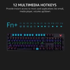 RAPOO V500Pro Mechanical Gaming Keyboard 104 Keys Anti-Ghosting Brown Switches Customizable Rainbow RGB Backlit - Image 5