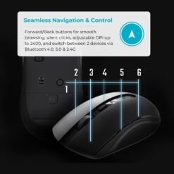 RAPOO 9350S Wireless Bluetooth Keyboard and Mouse Combo Set Black 99Key Compact Slim Layout Multi Devices Connectivity - Image 3