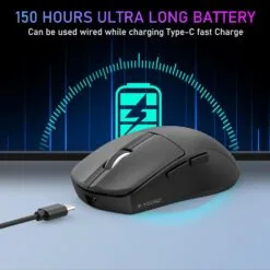 Alternative view of E-YOOSO X-44 1K Lightweight Wireless Gaming Mouse 26K DPI Tri-Mode Connectivity 5 Programmable Buttons Wired/2.4GHz/Bluetooth