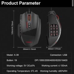 E-YOOSO X-39 Pro Wired RGB Gaming Mouse with 16400 DPI with 19 Programmable Buttons and Extra Fire Button 11 E-YOOSO X-39 Pro