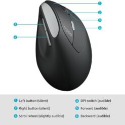 RAPOO EV250 Silent Vertical Ergonomic Mouse 2.4G Wireless Optical Mouse 1600 DPI 5 Buttons Black 14 RAPOO EV250 Silent Vertical Ergonomic Mouse 2.4G Wireless Optical Mouse 1600 DPI 5 Buttons Black - Image 7