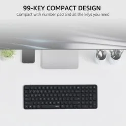 Alternative view of RAPOO E9350L Multi-Device Wireless Compact Keyboard Black 99-Key Ultra-Slim with Bluetooth and USB-C Rechargeable Support 4 Devices