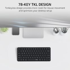 RAPOO E9050L Multi-Device Wireless Compact Keyboard Black Blade-Series 78-Key Ultra-Slim with Bluetooth and USB-C Rechargeable Support 4 Devices - Image 3