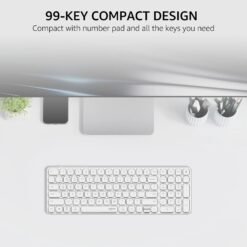 RAPOO E9350L Multi-Device Wireless Compact Keyboard White 99-Key Ultra-Slim with Bluetooth and USB-C Rechargeable Support 4 Devices - Image 3