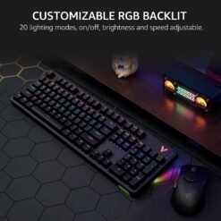 RAPOO V500Pro Mechanical Gaming Keyboard 104 Keys Anti-Ghosting Brown Switches Customizable Rainbow RGB Backlit - Image 3