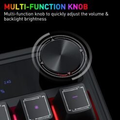 Redragon K526 PRO VOLCANO RGB Tri-Mode Wireless Membrane Gaming Keyboard Black Purple with LED Info Display and Media/Backlit Knob Control Software Supported - Image 5