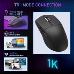 E-YOOSO X-44 1K Lightweight Wireless Gaming Mouse 26K DPI Tri-Mode Connectivity 5 Programmable Buttons Wired/2.4GHz/Bluetooth 11 E-YOOSO X-44 1K
