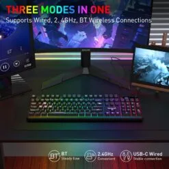 Redragon K526 PRO VOLCANO RGB Tri-Mode Wireless Membrane Gaming Keyboard Black Purple with LED Info Display and Media/Backlit Knob Control Software Supported 10 Redragon K526 PRO VOLCANO RGB Tri-Mode Wireless Membrane Gaming Keyboard Black Purple with LED Info Display and Media/Backlit Knob Control Software Supported - Image 4